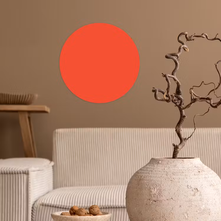 Burnt - Coral - Oranje Wandcirkel behangsticker klein 186 -sfeer1