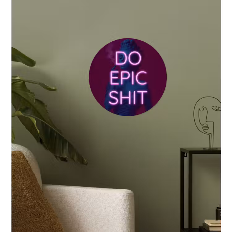 Buste - Neon - LED - Letters Wandcirkel behangsticker klein -sfeer2