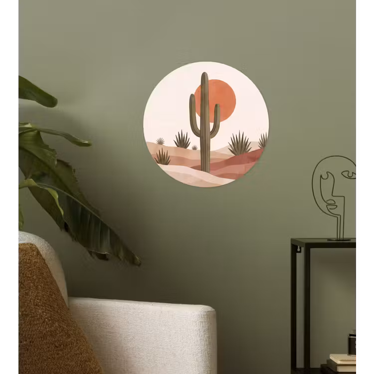 Cactus - Duinen - Modern - Landschap - Groen Wandcirkel behangsticker klein -sfeer2