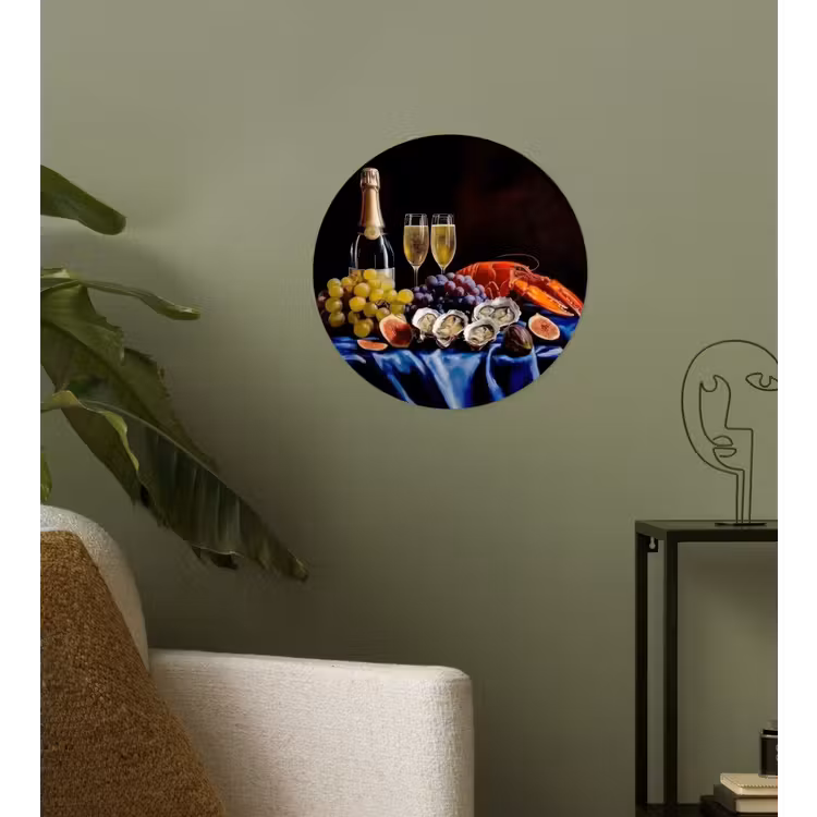 Champagne - Luxe - Oesters Wandcirkel behangsticker klein -sfeer2