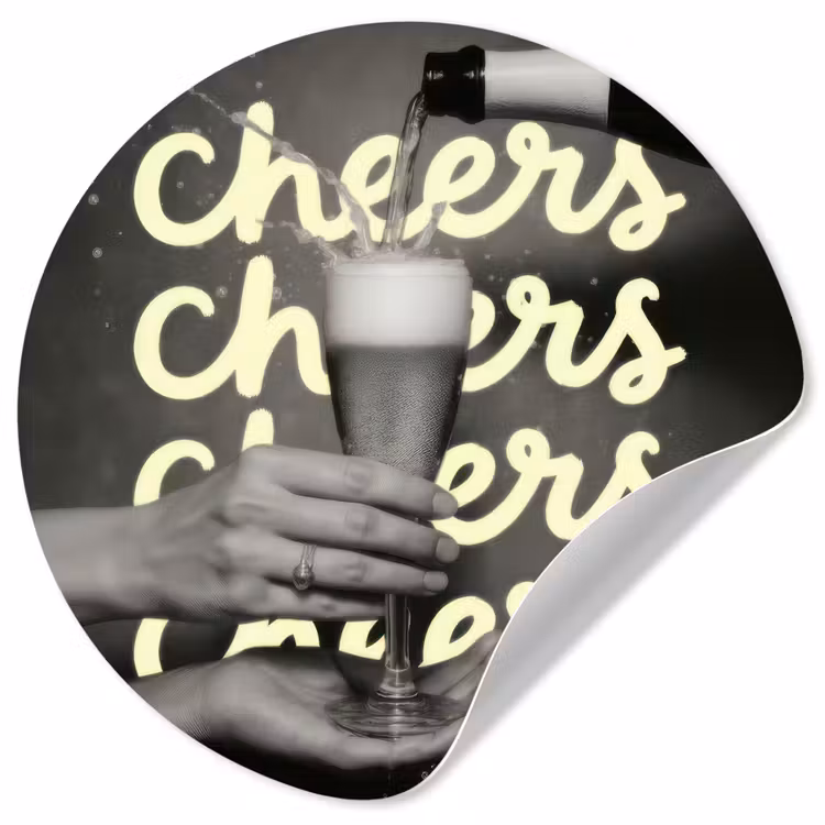 Cheers - Wijn - Zwart - Wit Wandcirkel behangsticker klein -3d