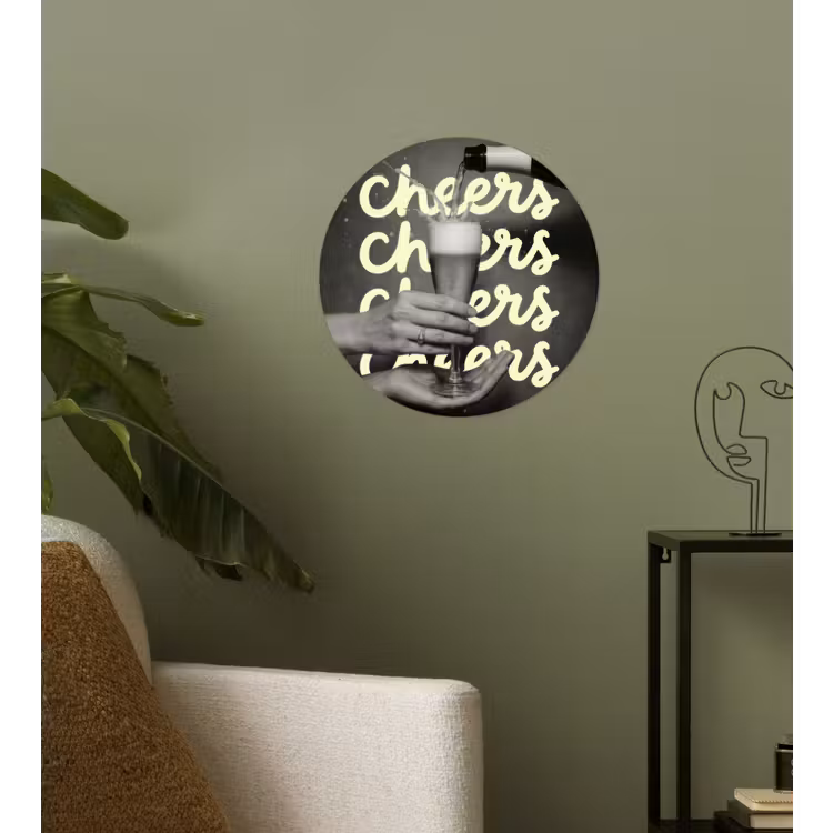 Cheers - Wijn - Zwart - Wit Wandcirkel behangsticker klein -sfeer2