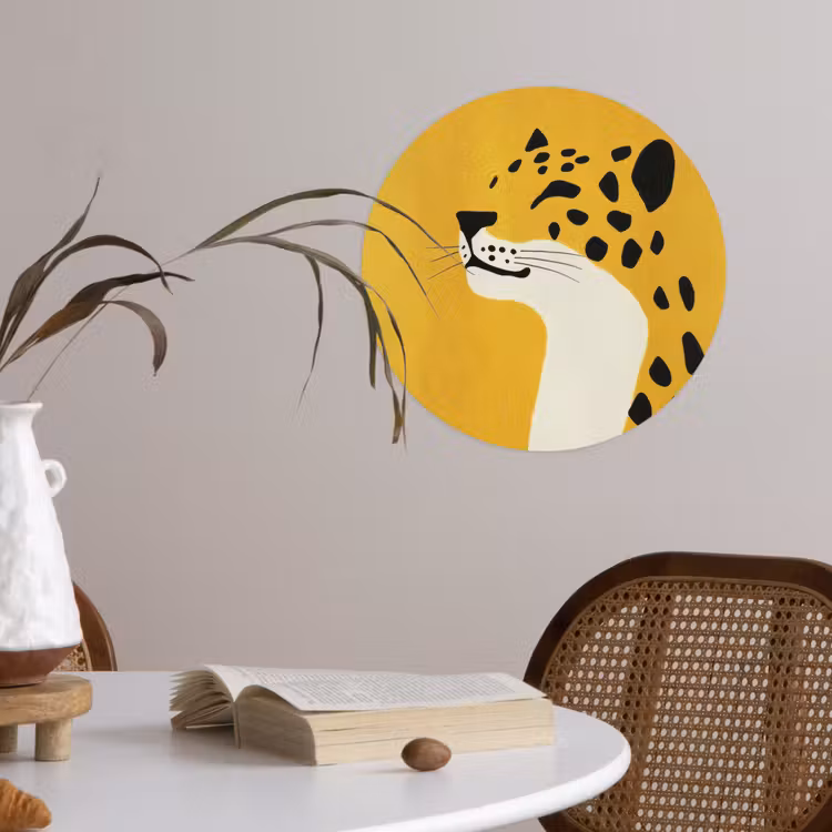 Cheetah - Illustratie - Geel Wandcirkel behangsticker klein -sfeer3