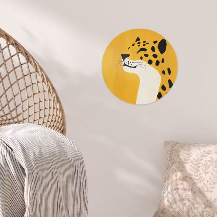 Cheetah - Illustratie - Geel Wandcirkel behangsticker klein -sfeer4