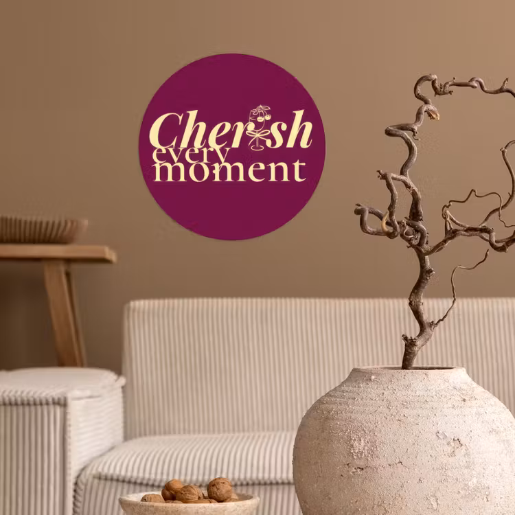 Cherish every moment - Cocktailglas - Bordeaux Wandcirkel behangsticker klein -sfeer1
