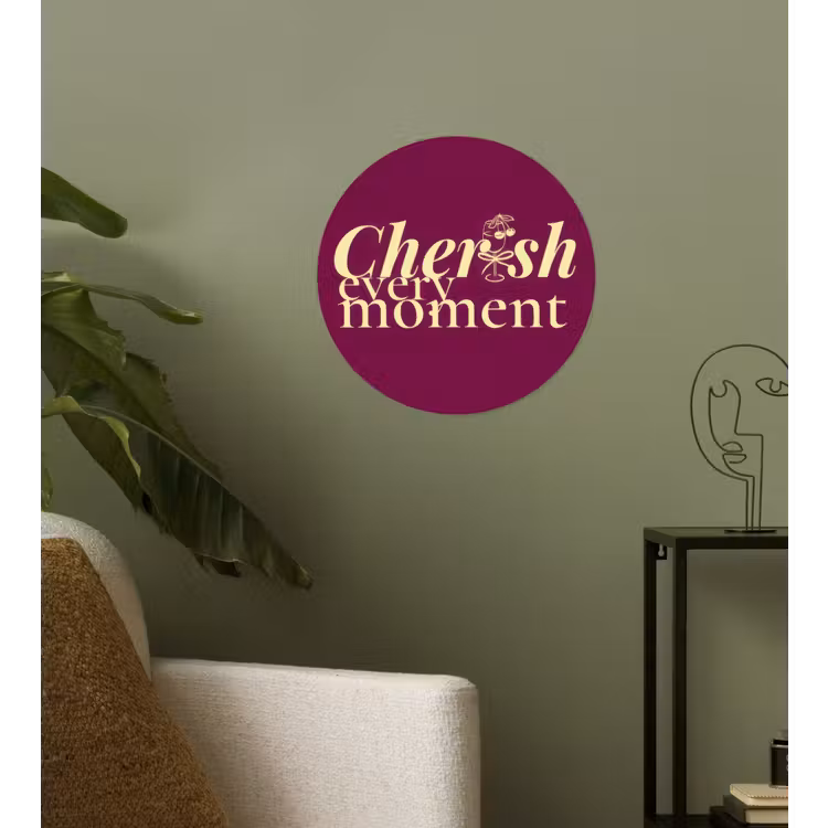 Cherish every moment - Cocktailglas - Bordeaux Wandcirkel behangsticker klein -sfeer2