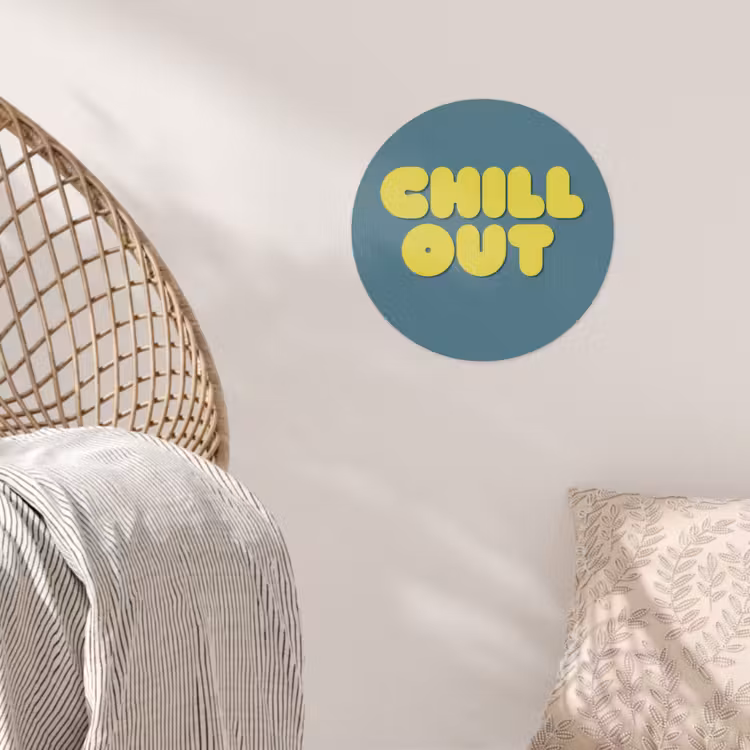 Chill out - Geel - Blauw Wandcirkel behangsticker klein -sfeer4