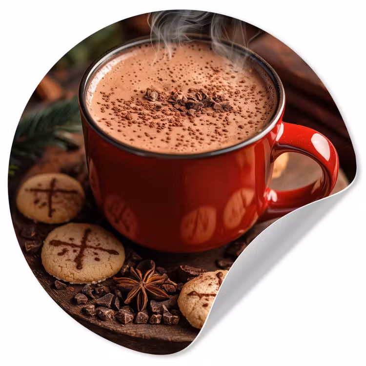 Chocolademelk - Mok - Winter - Kerst - Gezelligheid Wandcirkel behangsticker klein -3d