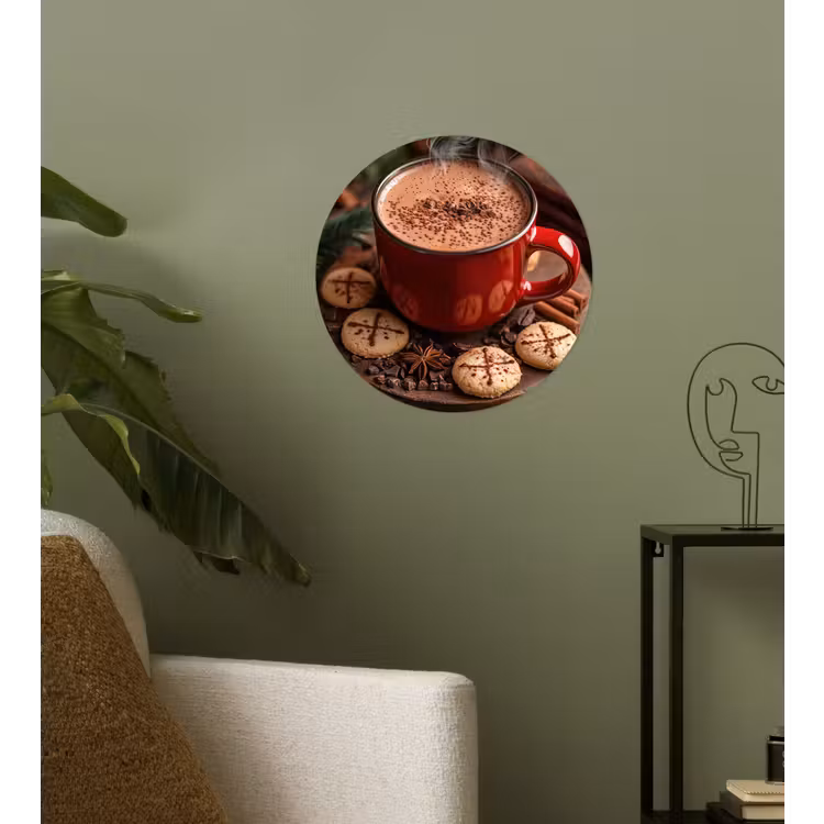 Chocolademelk - Mok - Winter - Kerst - Gezelligheid Wandcirkel behangsticker klein -sfeer2