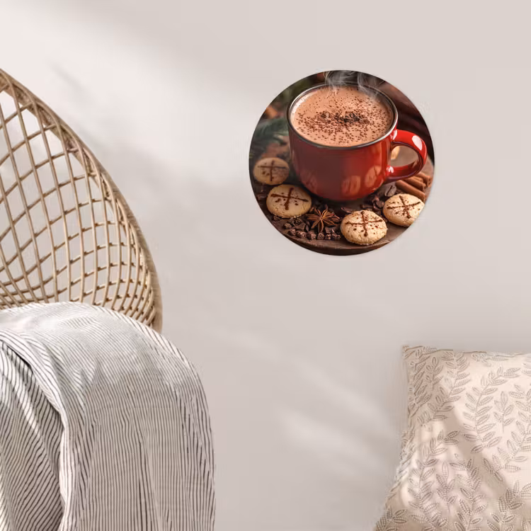Chocolademelk - Mok - Winter - Kerst - Gezelligheid Wandcirkel behangsticker klein -sfeer4