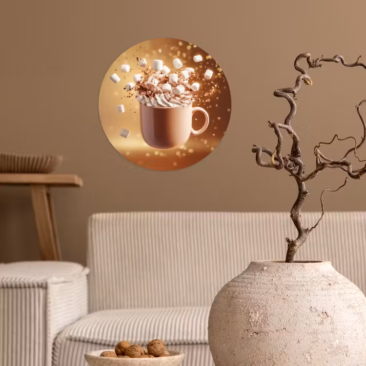 Chocomelk - Drinken - Warm - Bruin Wandcirkel behangsticker klein -sfeer1