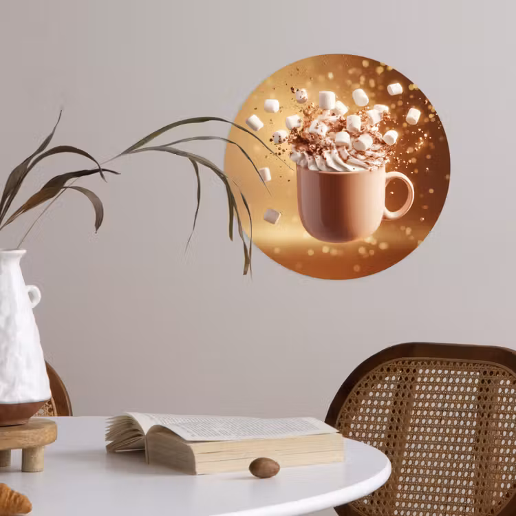Chocomelk - Drinken - Warm - Bruin Wandcirkel behangsticker klein -sfeer3