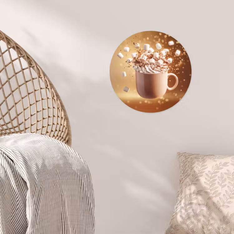 Chocomelk - Drinken - Warm - Bruin Wandcirkel behangsticker klein -sfeer4