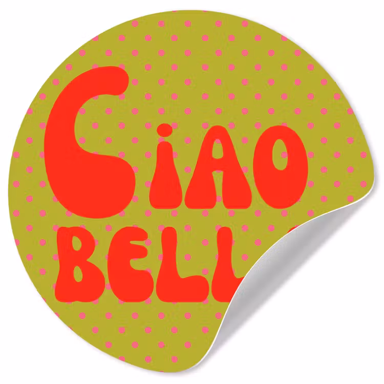 Ciao bella - Rood - Groen - Stippen Wandcirkel behangsticker klein -3d