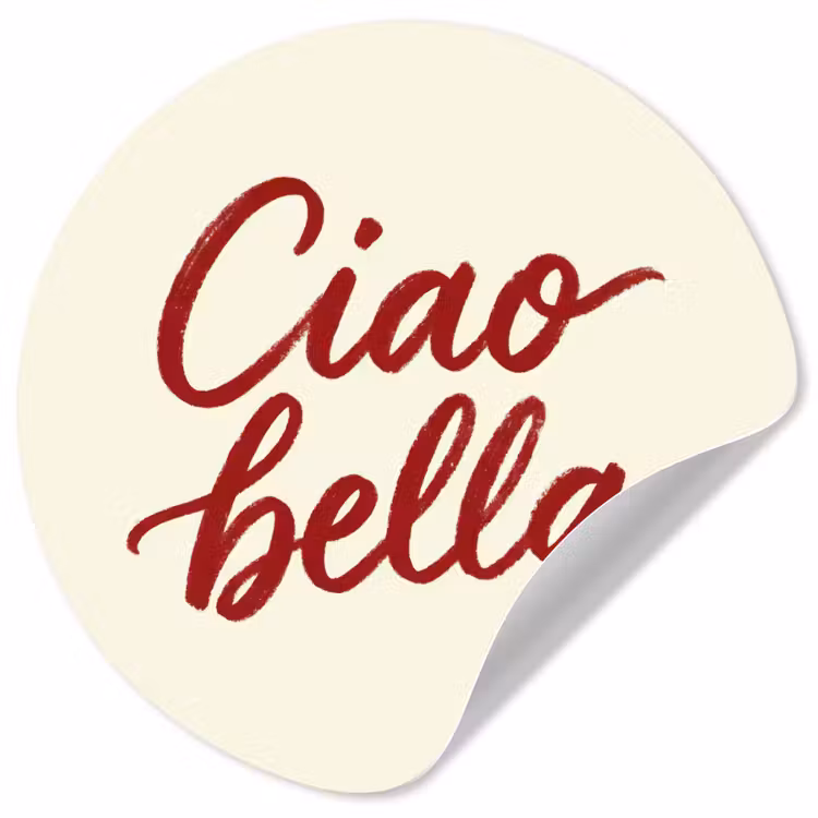 Ciao bella - Rood - Wit - Minimalistisch Wandcirkel behangsticker klein -3d