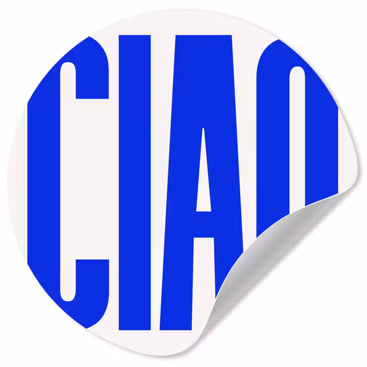 Ciao - Hoofdletters - Blauw - Minimalistisch Wandcirkel behangsticker klein -3d