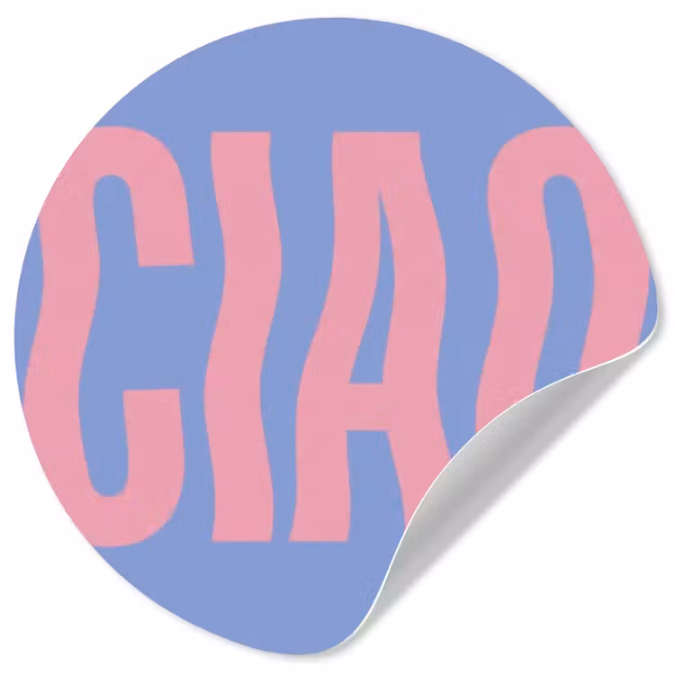 Ciao - Roze - Blauw - Golvend Wandcirkel behangsticker klein -3d