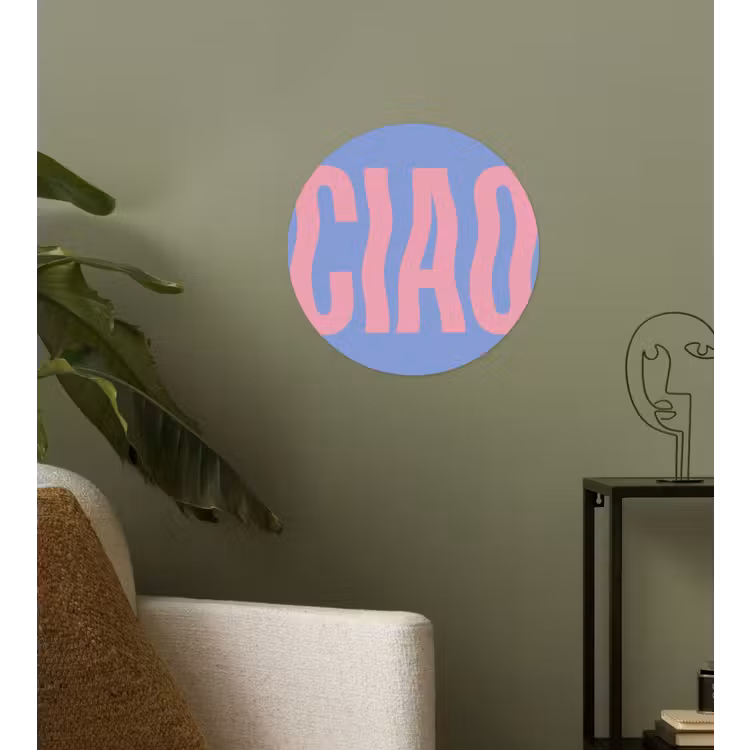Ciao - Roze - Blauw - Golvend Wandcirkel behangsticker klein -sfeer2