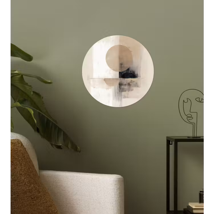 Cirkel - Compositie - Diepte - Beige Wandcirkel behangsticker klein -sfeer2