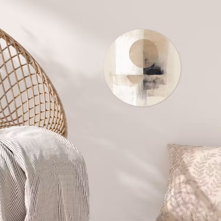 Cirkel - Compositie - Diepte - Beige Wandcirkel behangsticker klein -sfeer4