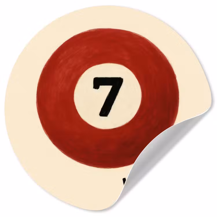 Cirkel - Zeven - Lucky - Rood Wandcirkel behangsticker klein -3d