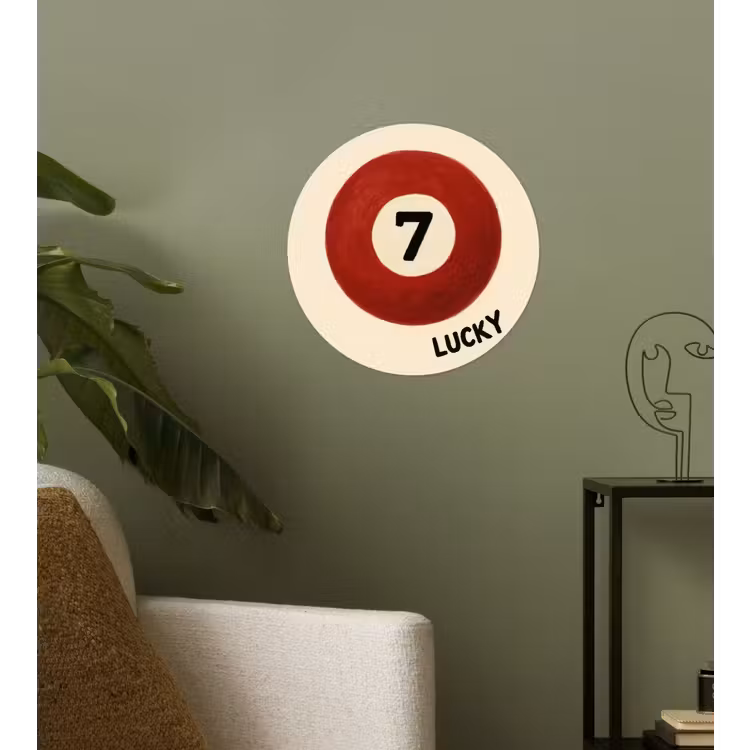 Cirkel - Zeven - Lucky - Rood Wandcirkel behangsticker klein -sfeer2