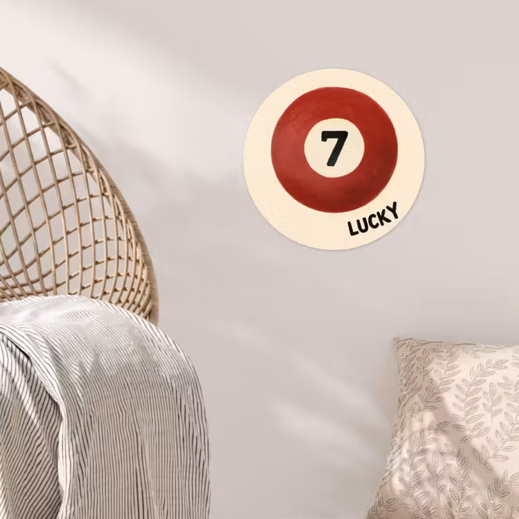 Cirkel - Zeven - Lucky - Rood Wandcirkel behangsticker klein -sfeer4