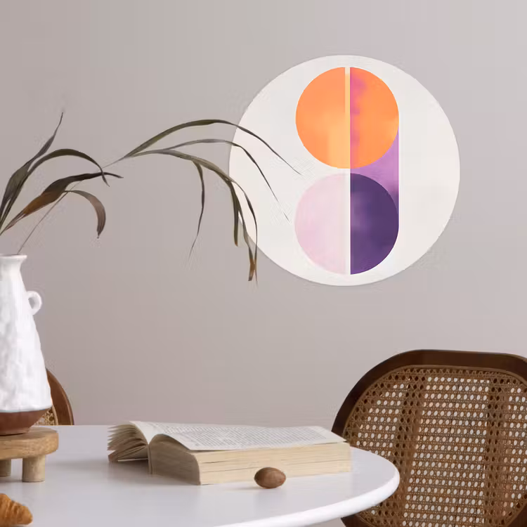 Cirkels - Abstract - Paars Wandcirkel behangsticker klein -sfeer3