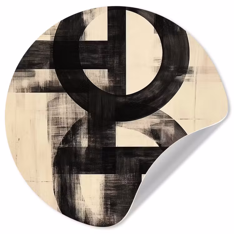 Cirkels - Balken - Zwart - Abstract Wandcirkel behangsticker klein -3d