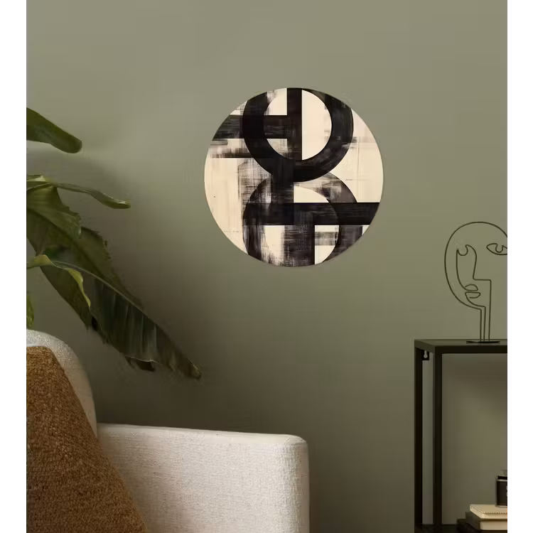 Cirkels - Balken - Zwart - Abstract Wandcirkel behangsticker klein -sfeer2