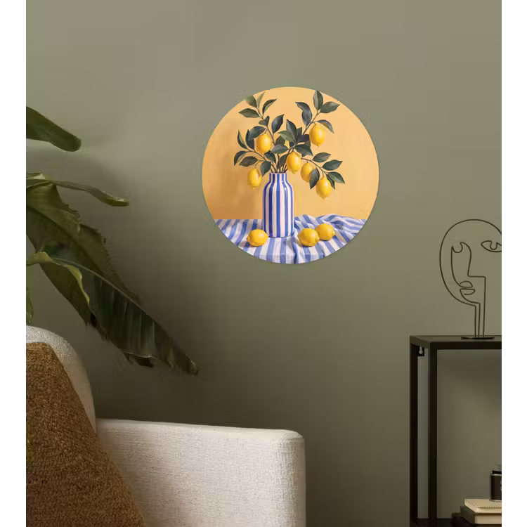 Behangcirkel - Citroen - Stilleven - Modern - Citroen - Stilleven - Modern Wandcirkel behangsticker klein