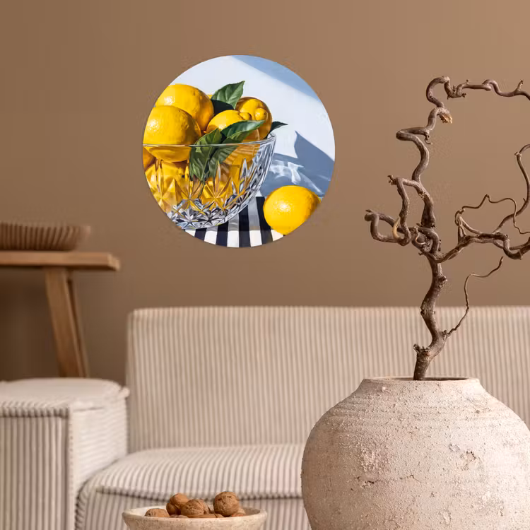 Behangcirkel - Citroenen - Fruit - Geel - Citroenen - Fruit - Geel Wandcirkel behangsticker klein