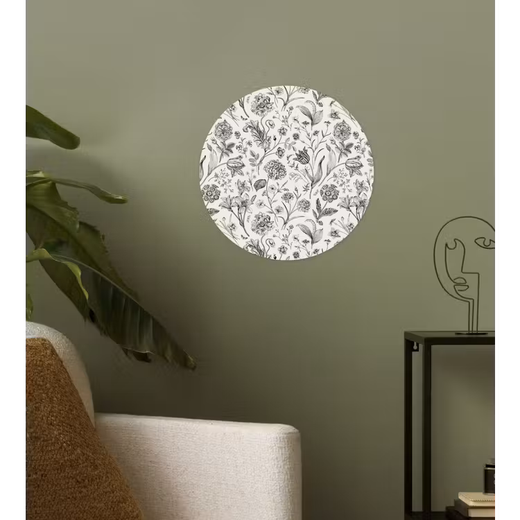 Classic - Black - White - Floral Wandcirkel behangsticker klein 186 -sfeer2
