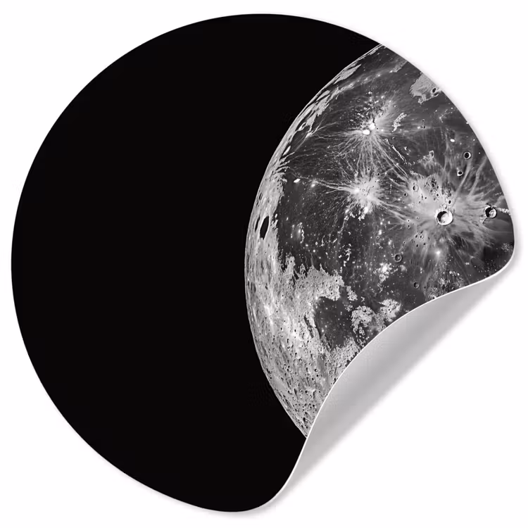 Close-up - Maan - Wit - Textuur Wandcirkel behangsticker klein -3d