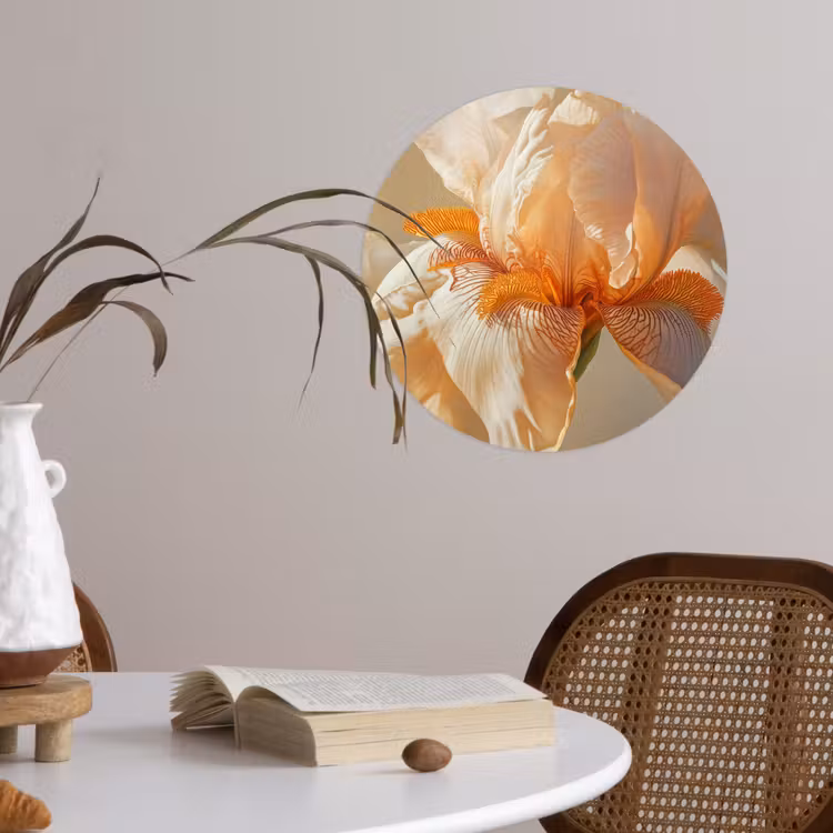 Close up - Oranje - Iris Wandcirkel behangsticker klein -sfeer3