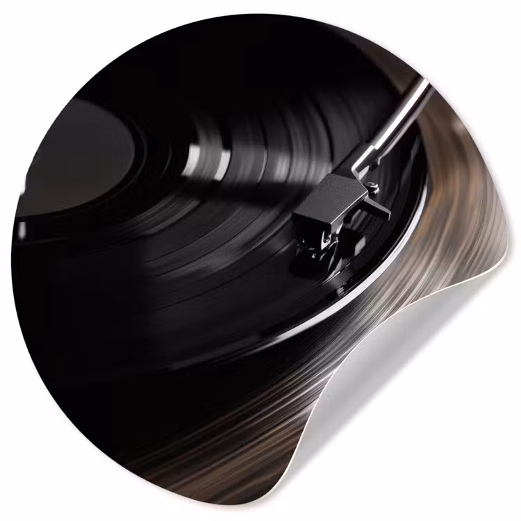 Close-up - Vinylplaat - Platenspeler - Zwart Wandcirkel behangsticker klein -3d