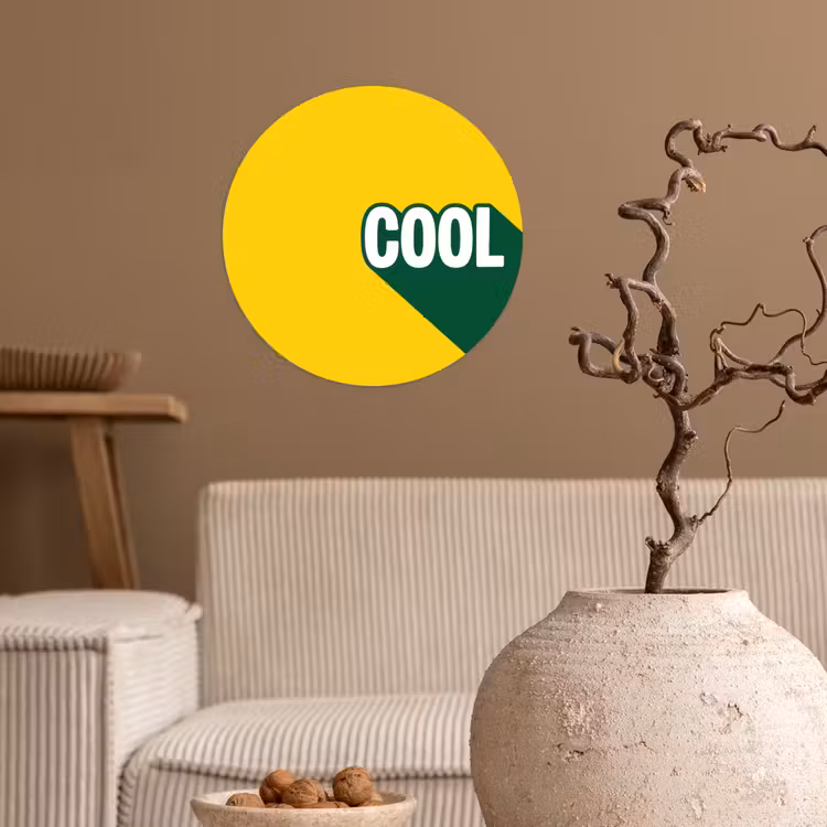 Cool - Geel - Groen Wandcirkel behangsticker klein -sfeer1