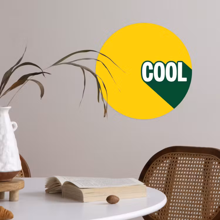 Cool - Geel - Groen Wandcirkel behangsticker klein -sfeer3