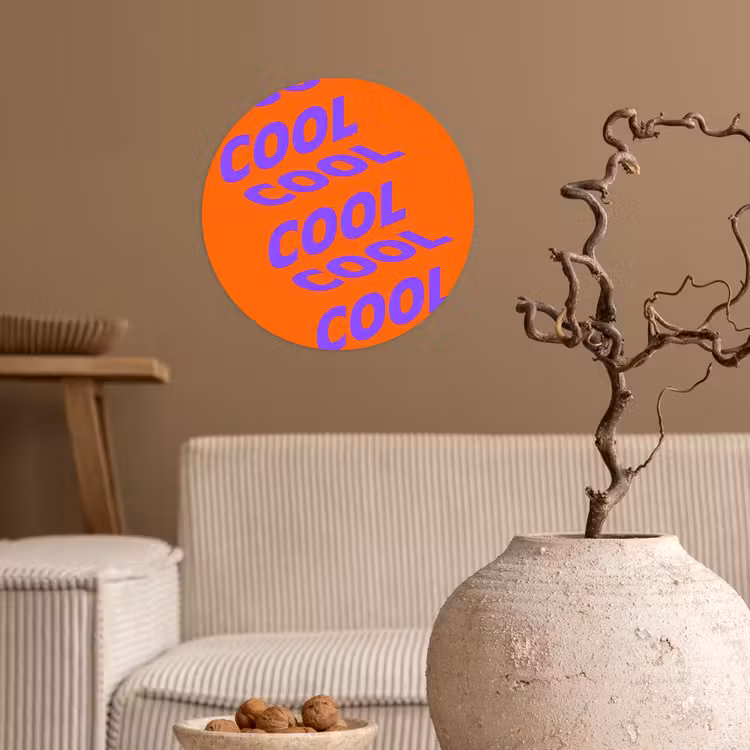 Cool - Paars - Oranje Wandcirkel behangsticker klein -sfeer1
