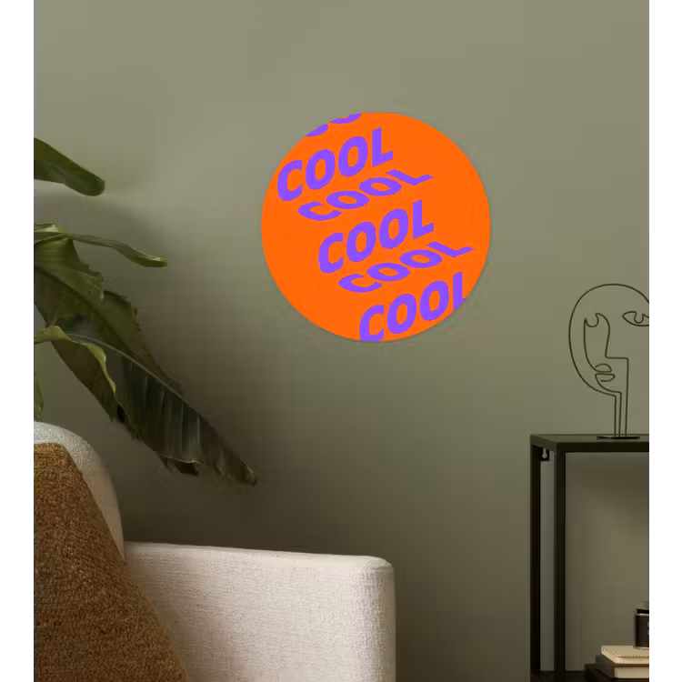 Cool - Paars - Oranje Wandcirkel behangsticker klein -sfeer2