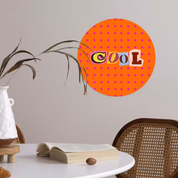 Cool - Stippen - Oranje Wandcirkel behangsticker klein -sfeer3