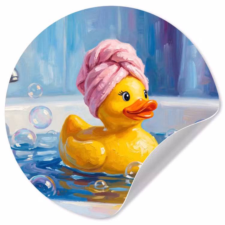 Creatief - Badeend - Kleurrijk Wandcirkel behangsticker klein -3d