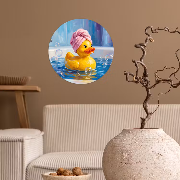 Creatief - Badeend - Kleurrijk Wandcirkel behangsticker klein -sfeer1