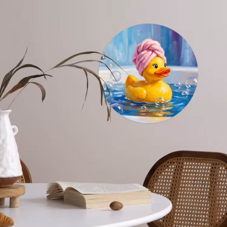 Creatief - Badeend - Kleurrijk Wandcirkel behangsticker klein -sfeer3