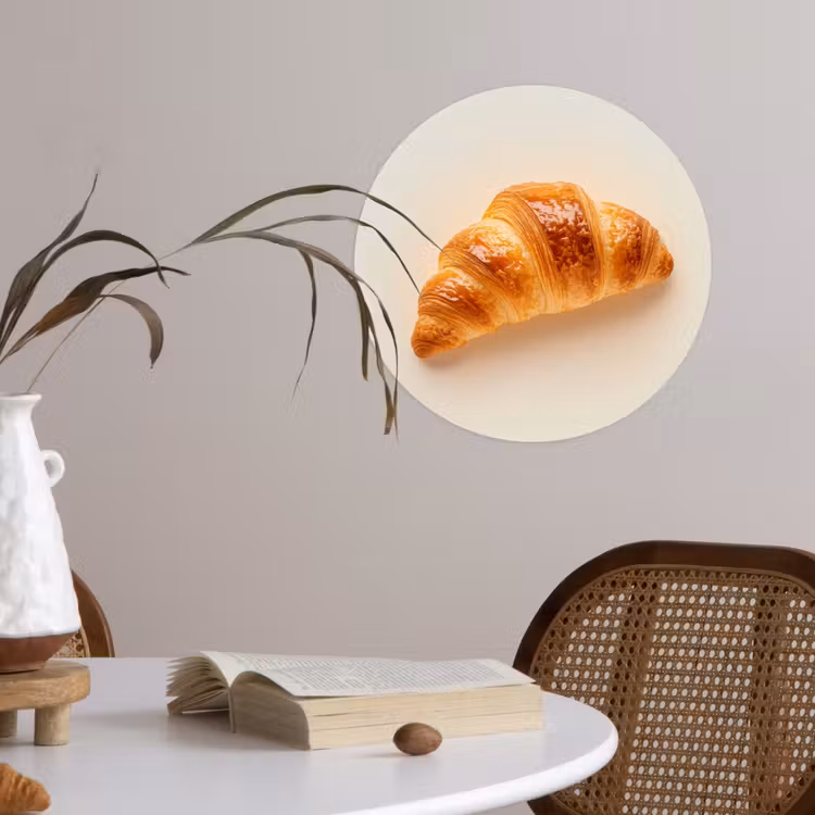 Croissant - Brood - Beige Wandcirkel behangsticker klein -sfeer3