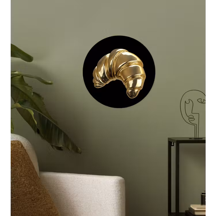 Croissant - Brood - Goud - Zwart Wandcirkel behangsticker klein -sfeer2