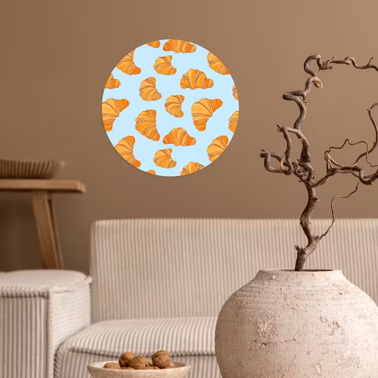 Croissant - Speels - Blauw Wandcirkel behangsticker klein 186 -sfeer1
