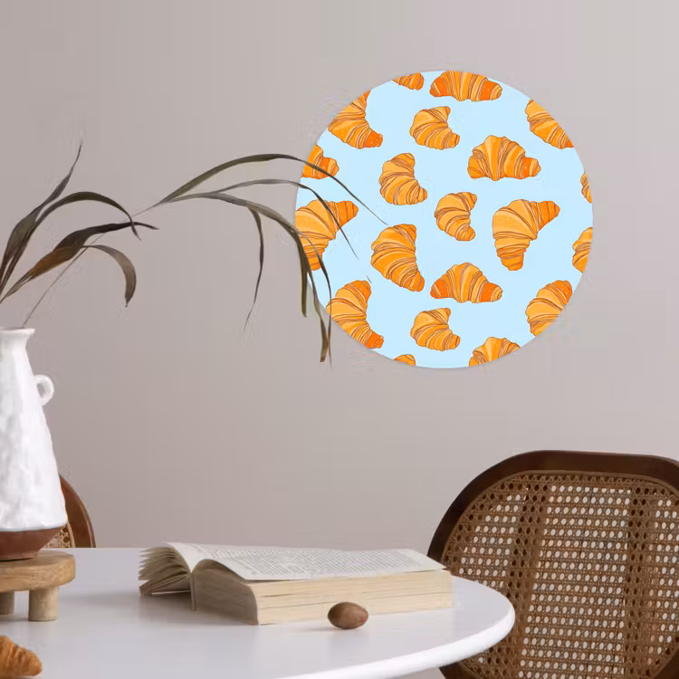 Croissant - Speels - Blauw Wandcirkel behangsticker klein 186 -sfeer3