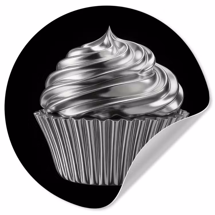 Cupcake - Luxueus - Zilver Wandcirkel behangsticker klein -3d