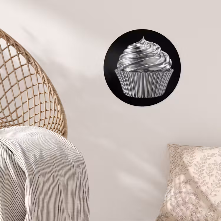 Cupcake - Luxueus - Zilver Wandcirkel behangsticker klein -sfeer4
